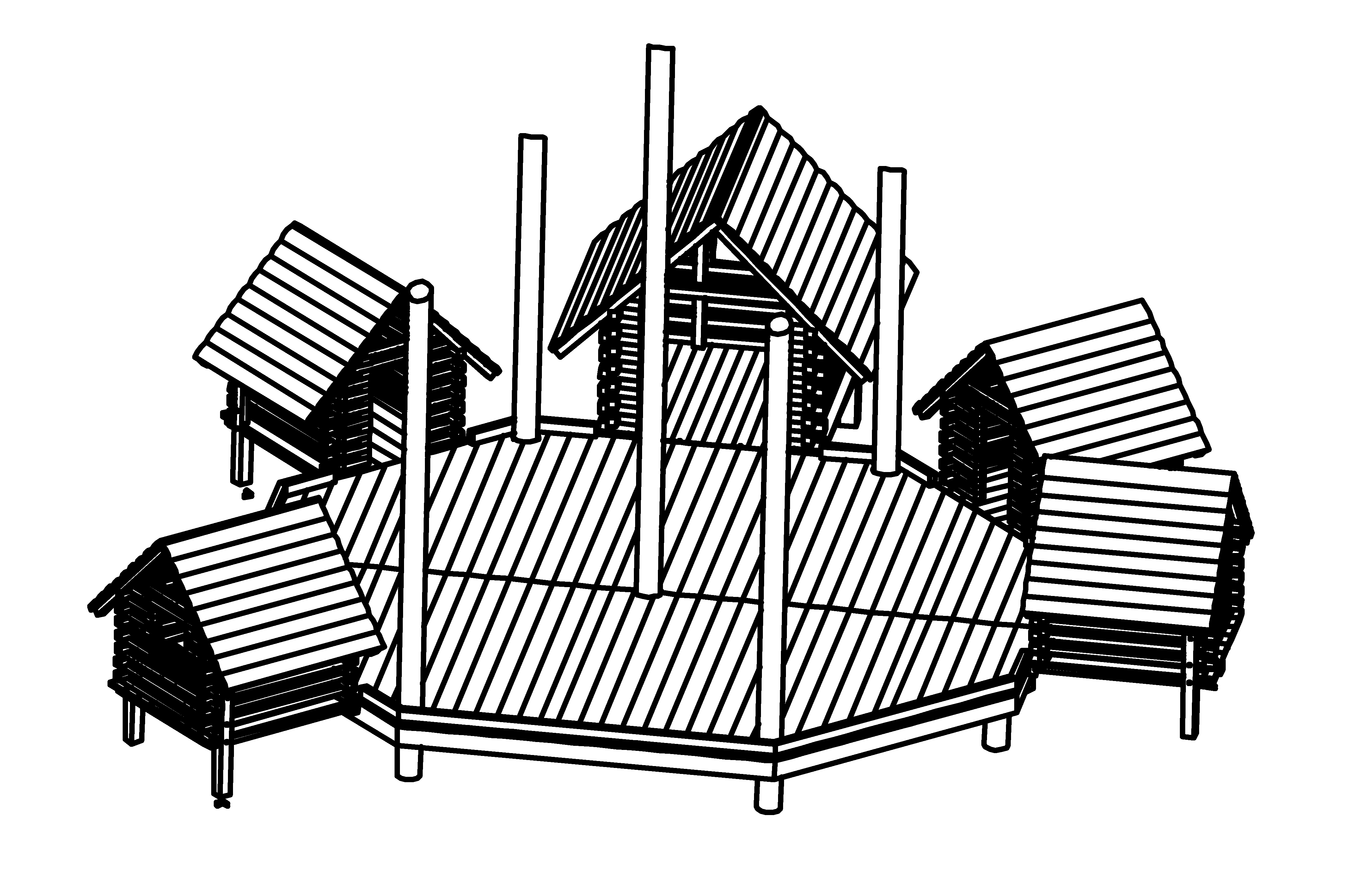 Round Village made of larch