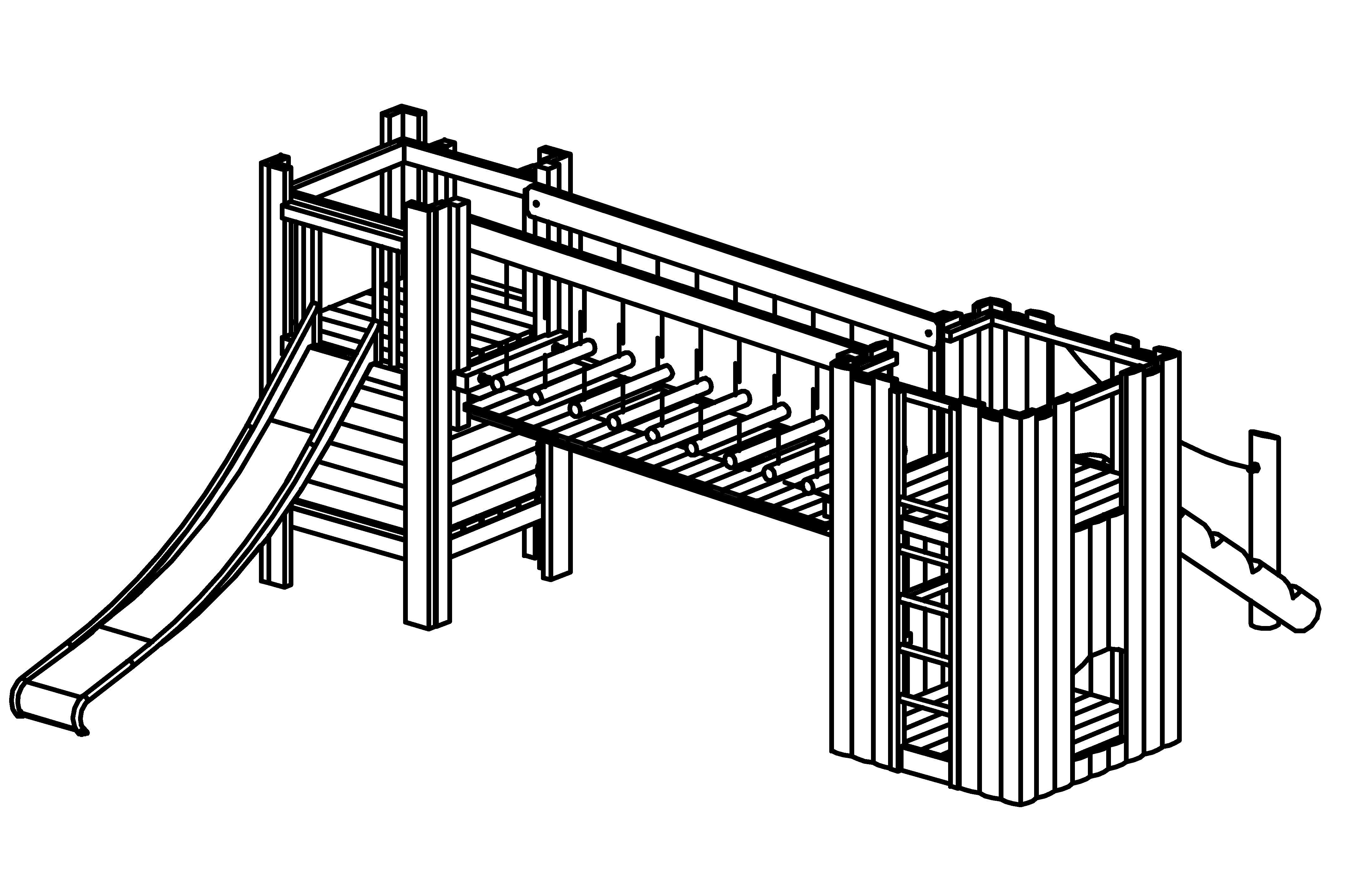 Tower Combination 185, made of larch all elements with steel feet 